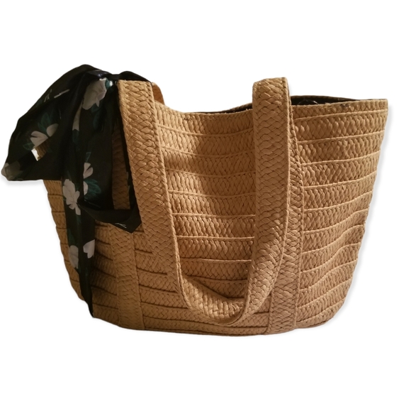 Draper James straw tote with scarf - Picture 2 of 11